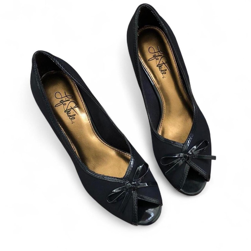 90s Y2K 2000 open peep toe pumps kitten heels mary jane bow preppy dark academia